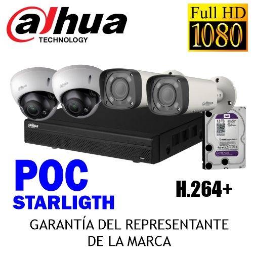 KIT 04 CAMARAS 1080P POC DAHUA LENTE VARIFOCAL MOTORIZADO