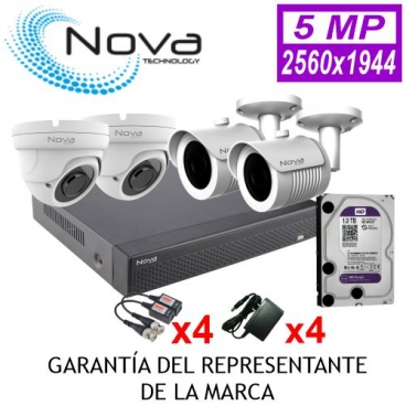 KIT 04 CAMARAS 5MP NOVA