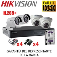 KIT 04 CAMARAS 1080P HIKVISION