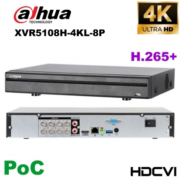 DVR 8CH PENTABRIDO | H.265+ | 4K | 4MP | VGA&HDMI | 1 HDD | 8+4CH IP | 8P-POC