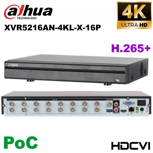 DVR 16CH PENTABRIDO | H.265+ | 4K | 4MP | VGA&HDMI | 1 HDD | 16+8CH IP | 16P-POC